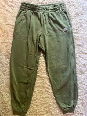 Nike Olive Green Sweatpants with White Logo